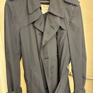 80’s and 90’s vintage blue trench with belt and sleeve straps.42 L